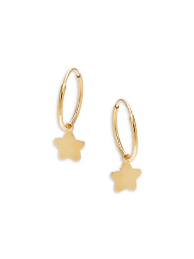Saks Fifth Avenue Made In Italy Women's 14k Yellow Gold Star Charm Hoop Earrings