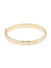Saks Fifth Avenue Made In Italy Women's 14k Yellow Gold Textured Bangle Bracelet In Yellow Gold