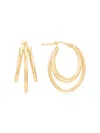 Saks Fifth Avenue Made In Italy Women's 14k Yellow Gold Triple Tube Hoop Earrings In Yellow Gold