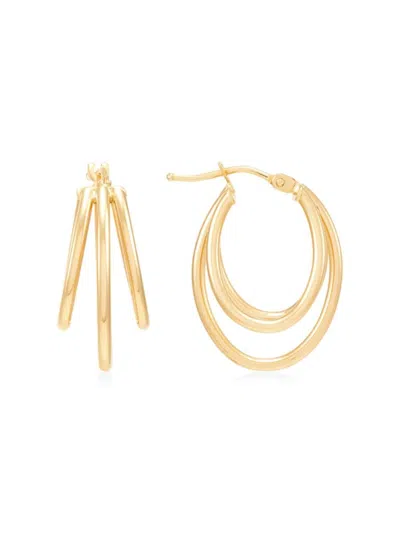 Saks Fifth Avenue Made In Italy Women's 14k Yellow Gold Triple Tube Hoop Earrings