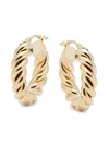 Saks Fifth Avenue Made In Italy Women's 14k Yellow Gold Twisted Huggie Earrings In Yellow Gold
