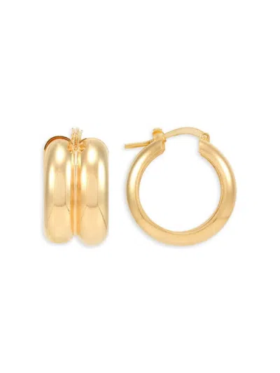 Saks Fifth Avenue Made In Italy Women's 14k Yellow Goldplated Sterling Silver Row Hoop Earrings