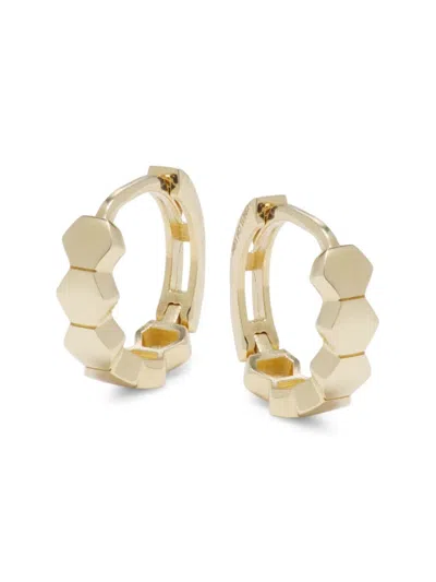 Saks Fifth Avenue Made In Italy Women's 14k Yellow Hexagon Huggie Earrings In Yellow Gold