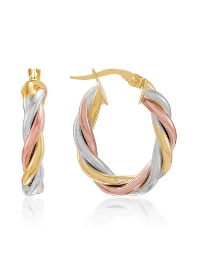 Saks Fifth Avenue Made In Italy Women's 14k Yellow, White & Rose Gold Hoop Earrings/1" In Multi