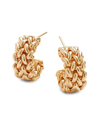 Saks Fifth Avenue Made In Italy Women's 18k Goldplated Sterling Silver Gos Tessere Half Hoop Earrings