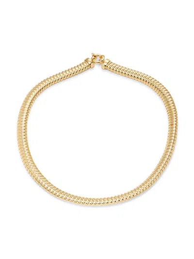 Saks Fifth Avenue Made In Italy Women's 18k Yellow Goldplated Domed Tubogas Necklace In Yellow Goldtone