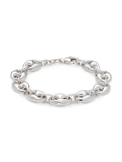 Saks Fifth Avenue Made In Italy Women's Rhodium Plated Sterling Silver Mariner Link Bracelet In Metallic