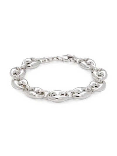 Saks Fifth Avenue Made In Italy Women's Rhodium Plated Sterling Silver Mariner Link Bracelet