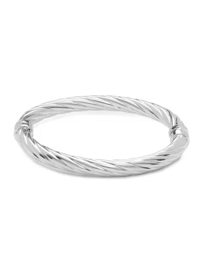 Saks Fifth Avenue Made In Italy Women's Rhodium Plated Sterling Silver Tube Bangle Bracelet In Neutral