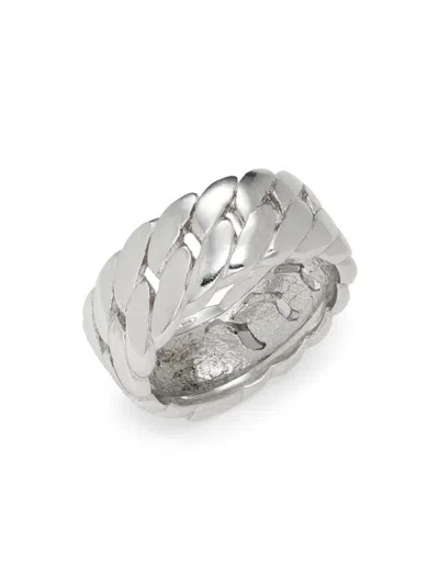 Saks Fifth Avenue Made In Italy Women's Sterling Silver Curb Chain Ring In Metallic