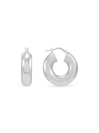 Saks Fifth Avenue Made In Italy Women's Sterling Silver Tube Hoop Earrings