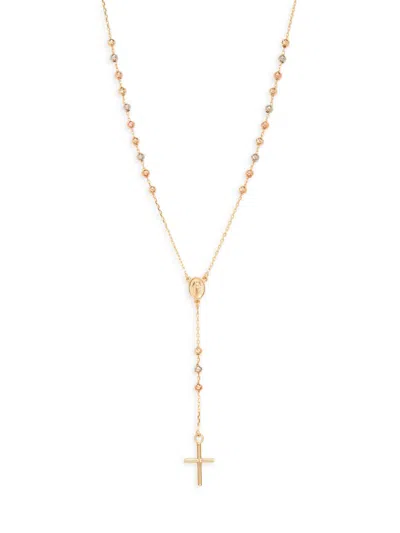 Saks Fifth Avenue Made In Italy Women's Tri Tone 14k Gold Rosary Lariat Necklace