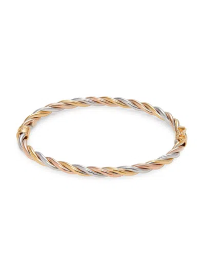 Saks Fifth Avenue Made In Italy Women's Tri Tone 14k Gold Twist Bangle Bracelet