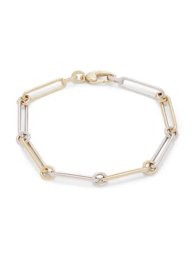 Saks Fifth Avenue Made In Italy Women's Two-tone 14k Gold Chain Bracelet In Yellow