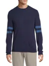 Saks Fifth Avenue Men's 100% Cashmere Arm-stripe Crewneck Sweater In Blue