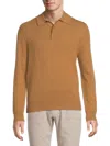 Saks Fifth Avenue Men's 100% Cashmere Classic-fit Polo Sweater In Brown