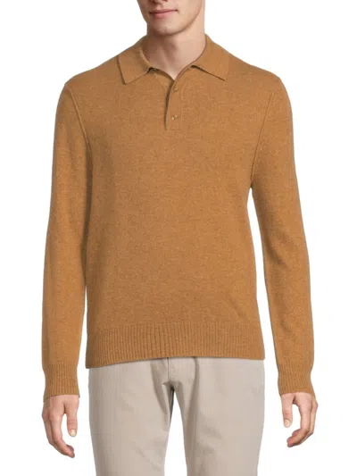 SAKS FIFTH AVENUE MEN'S 100% CASHMERE EXPOSED SEAMS SWEATER POLO