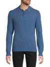 Saks Fifth Avenue Men's 100% Cashmere Exposed Seams Sweater Polo In Blue