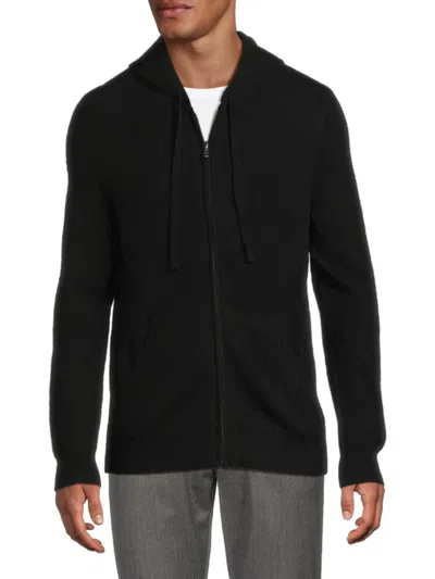 Saks Fifth Avenue Men's 100% Cashmere Lounge Full Zip Hoodie In Black