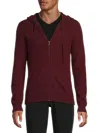 Saks Fifth Avenue Men's 100% Cashmere Lounge Full Zip Hoodie In Burgundy