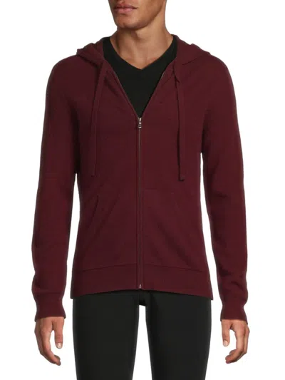Saks Fifth Avenue Men's 100% Cashmere Lounge Full Zip Hoodie In Burgundy