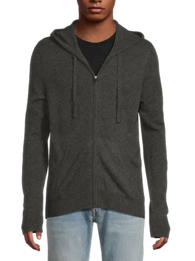 Saks Fifth Avenue Men's 100% Cashmere Lounge Full Zip Hoodie In Gray