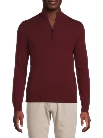 Saks Fifth Avenue Men's 100% Cashmere Quarter Zip Sweater In Burgundy