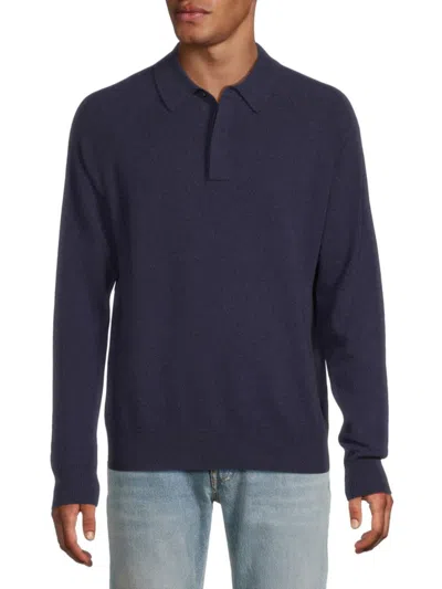 Saks Fifth Avenue Men's 100% Cashmere Raglan-sleeve Polo Sweater In Black