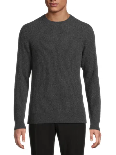 Saks Fifth Avenue Men's 100% Cashmere Ribbed Crewneck Sweater In Gray