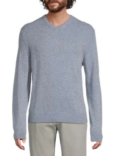 Saks Fifth Avenue Men's 100% Cashmere V-neck Sweater In Blue
