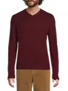 Saks Fifth Avenue Men's 100% Cashmere V-neck Sweater In Burgundy