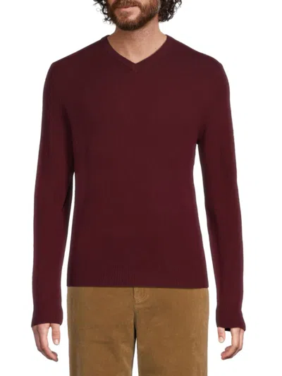 Saks Fifth Avenue Men's 100% Cashmere V-neck Sweater In Burgundy