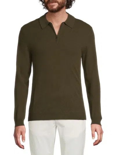 Saks Fifth Avenue Men's Solid 100% Cashmere Polo Sweater In Green