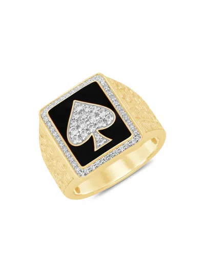 Saks Fifth Avenue Men's 14k Goldplated & 0.58 Tcw Diamond Ring In Silver
