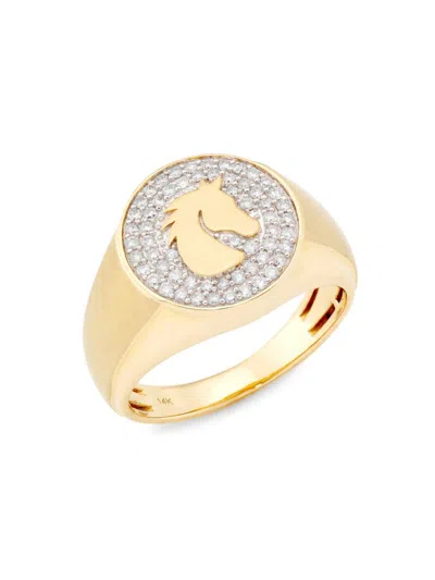 Saks Fifth Avenue Men's 14k Yellow Gold & 0.40 Tcw Diamond Signet Ring