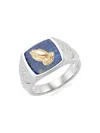 SAKS FIFTH AVENUE MEN'S 14K YELLOW GOLD, STERLING SILVER, SAPPHIRE & LAPIS RING
