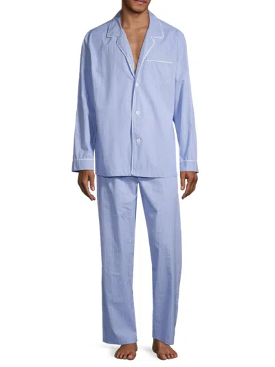 Saks Fifth Avenue Men's 2-piece Poplin Pajama Set In Blue Check