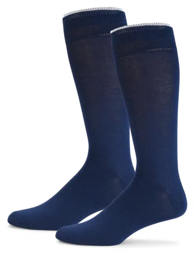Saks Fifth Avenue Men's 2-pack Cotton-blend Calf Socks In Blue