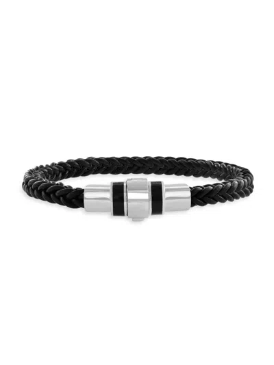 Saks Fifth Avenue Men's 925 Sterling Silver & Black Agate Cord Bracelet