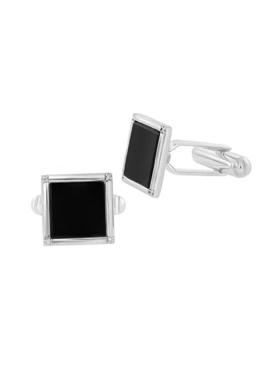 Saks Fifth Avenue Men's 925 Sterling Silver, Diamond & Onyx Cufflinks In Metallic