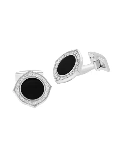 Saks Fifth Avenue Men's 925 Sterling Silver, Onyx & Zircon Cufflinks In Metallic