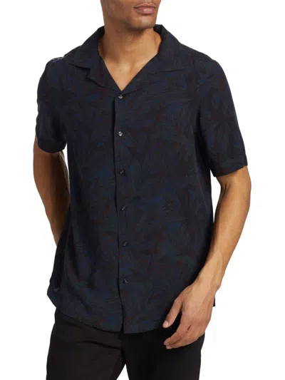 Saks Fifth Avenue Men's Abstract Leaf Camp Shirt In Blue