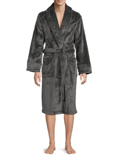 Saks Fifth Avenue Men's Belted Velvet Robe In Charcoal
