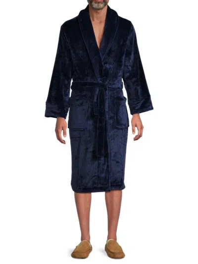 Saks Fifth Avenue Men's Belted Velvet Robe In Navy