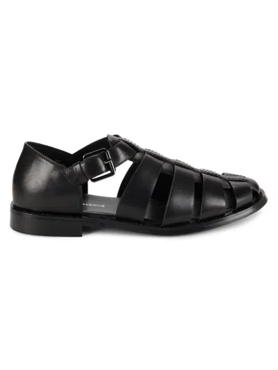 Saks Fifth Avenue Men's Blake Leather Strappy Sandals In Black