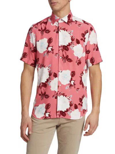 Saks Fifth Avenue Men's Bold Floral Shirt In Coral