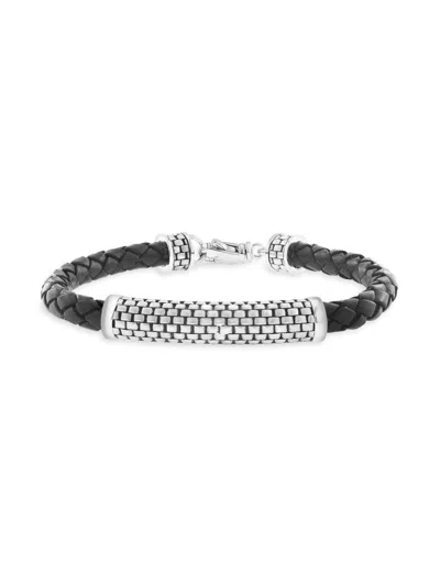Saks Fifth Avenue Men's Braided Leather & Sterling Silver Bracelet In Purple
