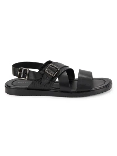 Saks Fifth Avenue Men's Brennan Leather Flat Sandals In Black