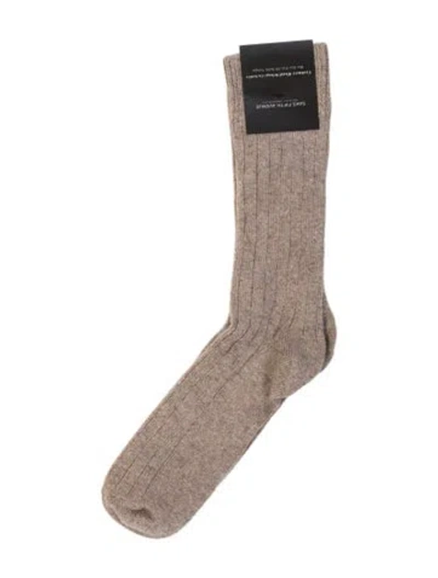 Pre-owned Saks Fifth Avenue Men's Brown Wool  Socks W/tags