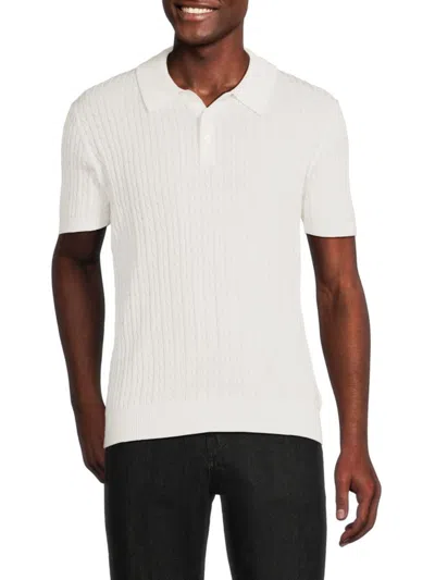 Saks Fifth Avenue Men's Cable Knit Polo Sweater In White